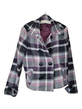 Cabi Plaid Wool Blend Jacket Coat 16